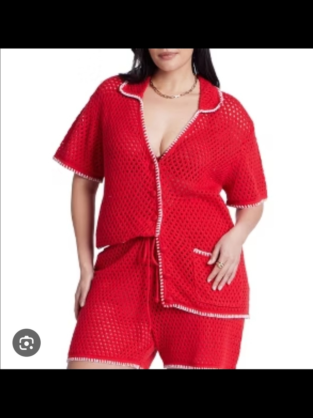 Eloquii Red Crochet Short Set
